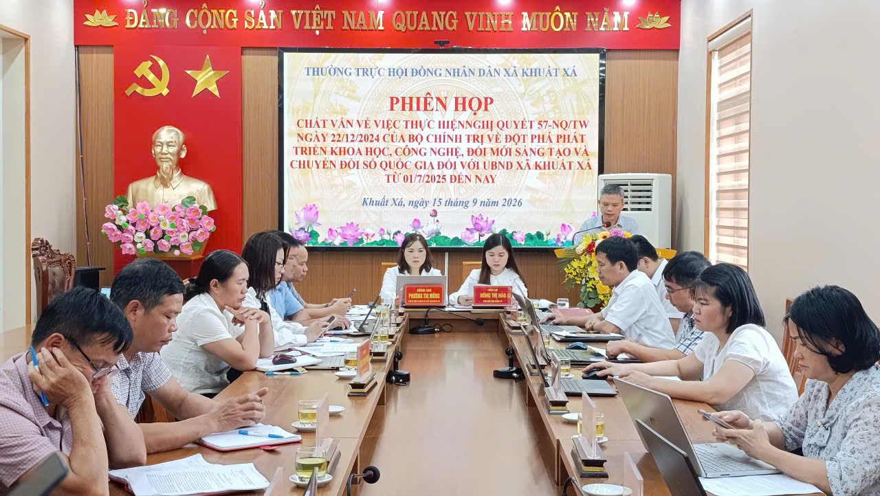 Thường trực HĐND xã Khuất Xá tổ chức chất vấn tại phiên họp thường trực HĐND về việc thực hiện Nghị quyết số 57-NQ/TW ngày 22/12/2024 của Bộ Chính trị