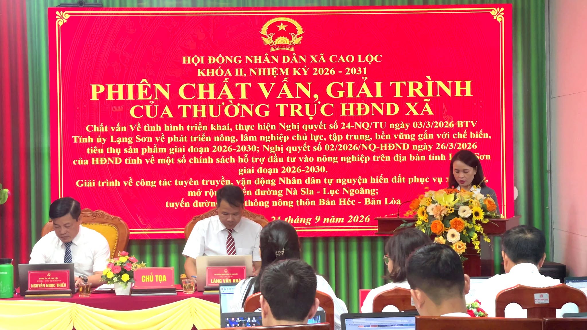 Thường trực HĐND xã Cao Lộc tổ chức phiên chất vấn và giải trình tháng 9 năm 2026